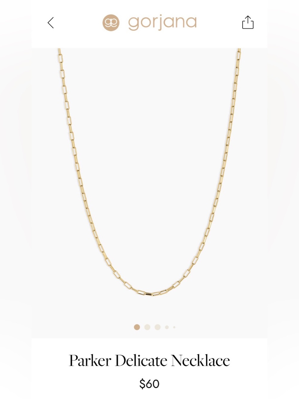 NWT Gorjana Parker Delicate Paperclip Chain Necklace